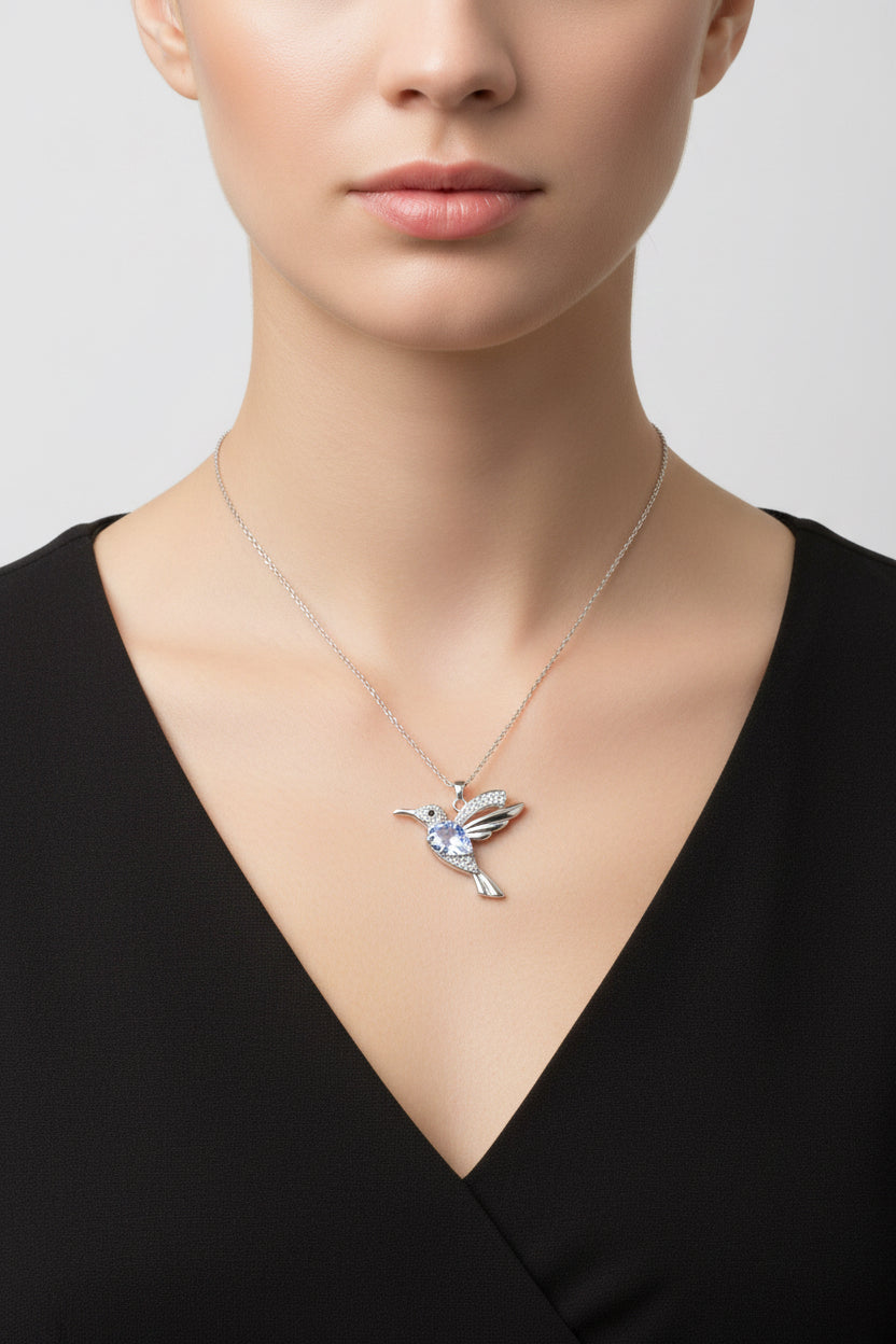 COLLANA COLIBRI-ACCIAIO + CHARMS DI RAME CON CUBIC ZIRCONIA