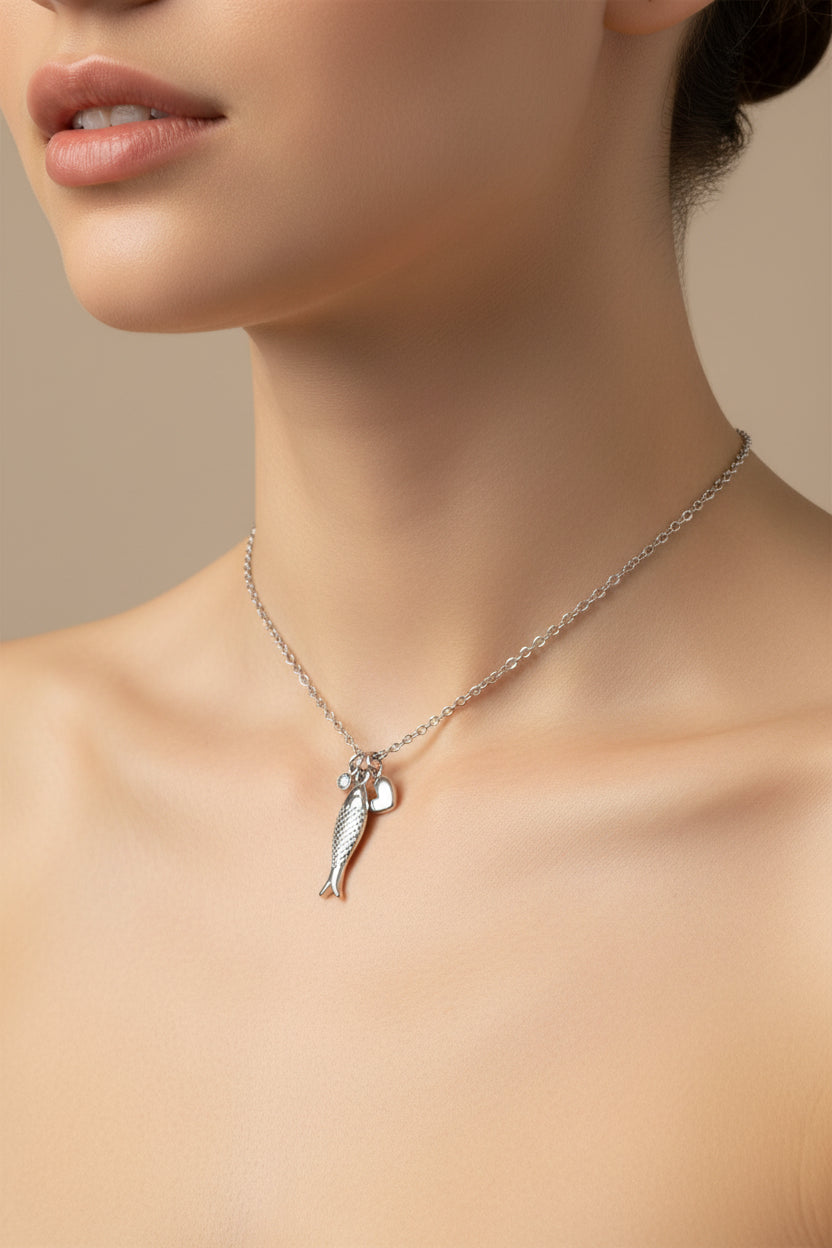 COLLANA GIROCOLLO PESCIOLINO-ACCIAIO INOX