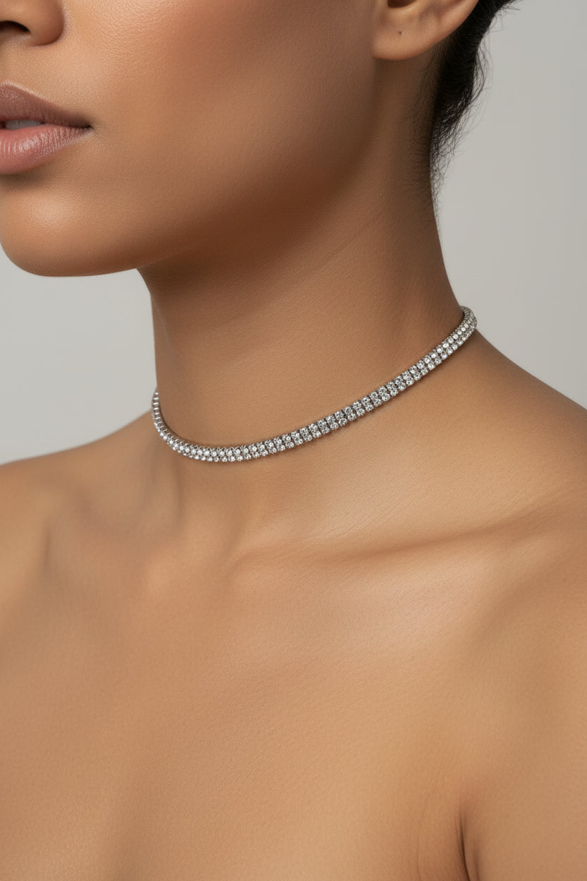 COLLANA COLLARINO -ACCIAIO+STRASS
