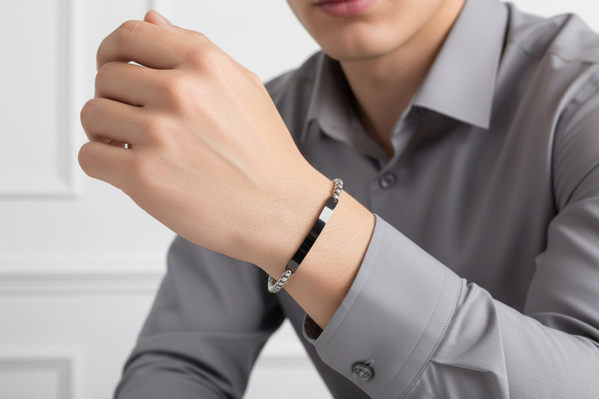 BRACCIALE PLACCHETTA -ACCIAIO NERO
