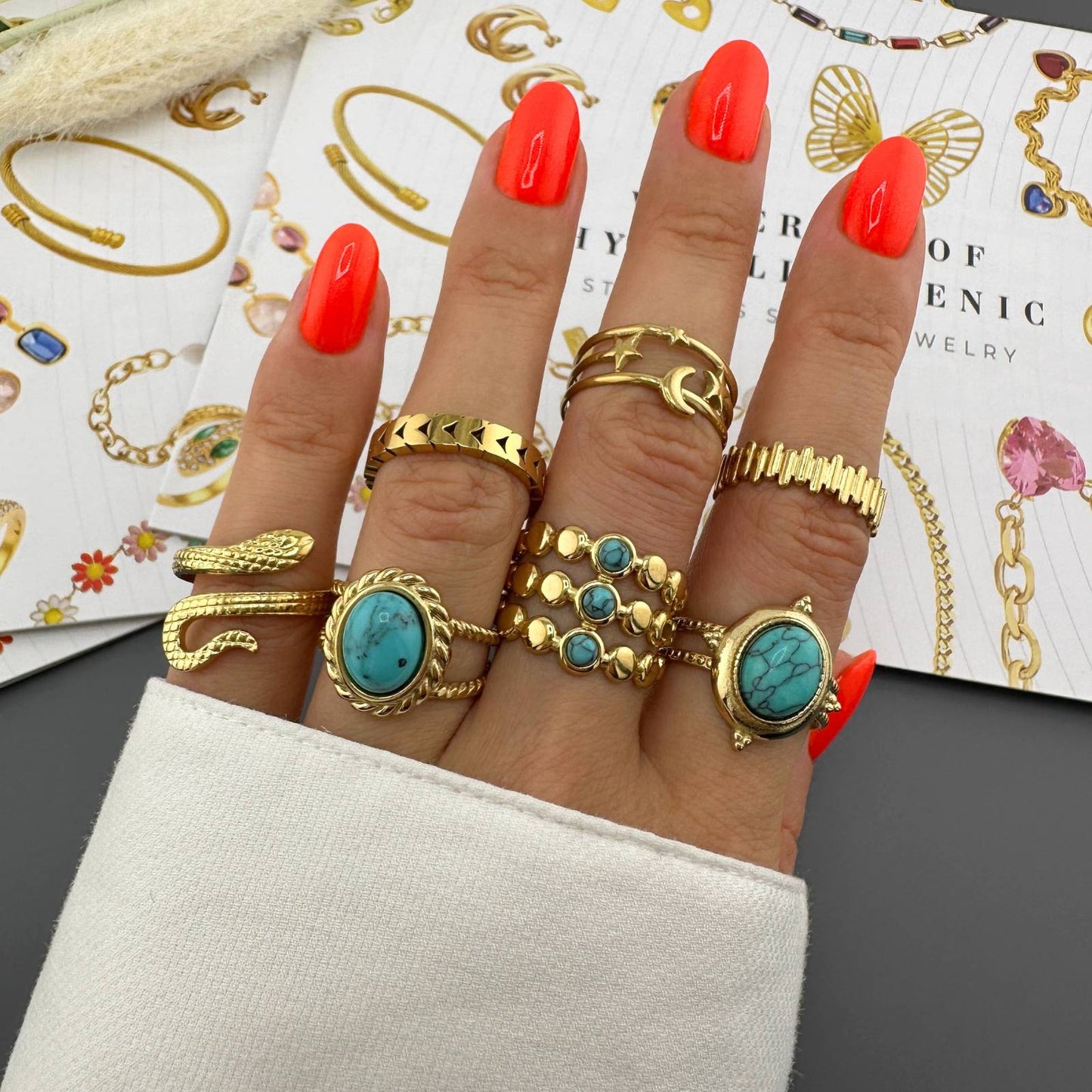 Snakes Ring, 18K Gold Plated Steel
