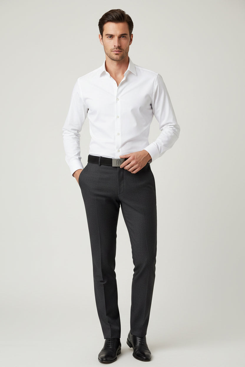 Cintura Uomo Pierre Cardin Vera Pelle Stampata Con Strisce oblique Made in Italy