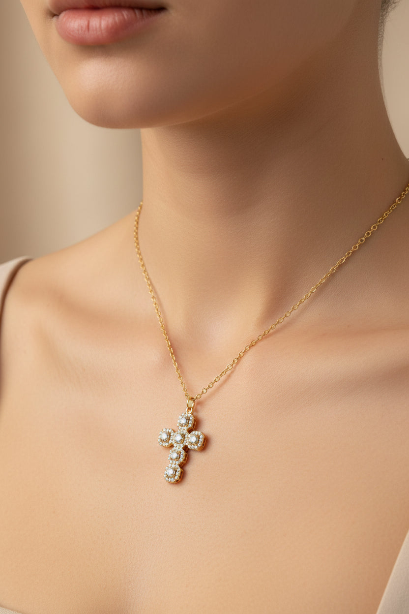 COLLANA CON PENDENTE CROCE-ACCAIO 316L WATERPROOF