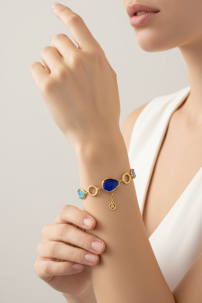 BRACCIALI CON CRISTALLI COLORATI -ACCIAIO 316L+CRISTALLO