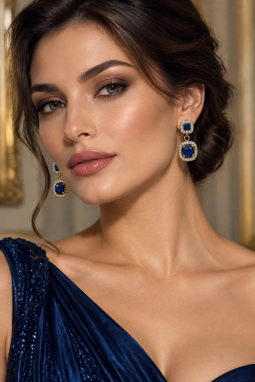 orecchini pendenti con zirconi quadrati doppi -acciaio 316l + zircone