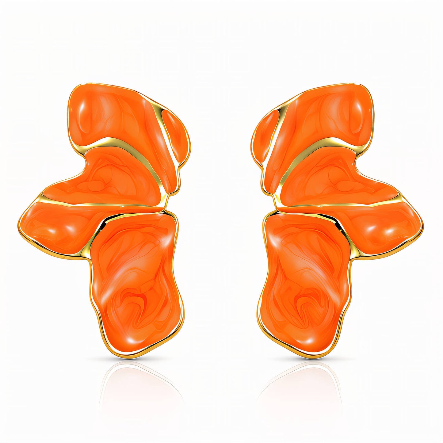 Earrings, 18K Gold Plated Steel