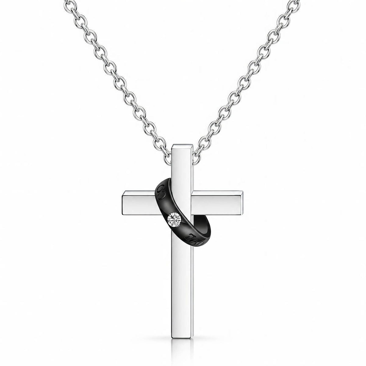 Men's Cross Black PVD Steel Necklace - Prime Code