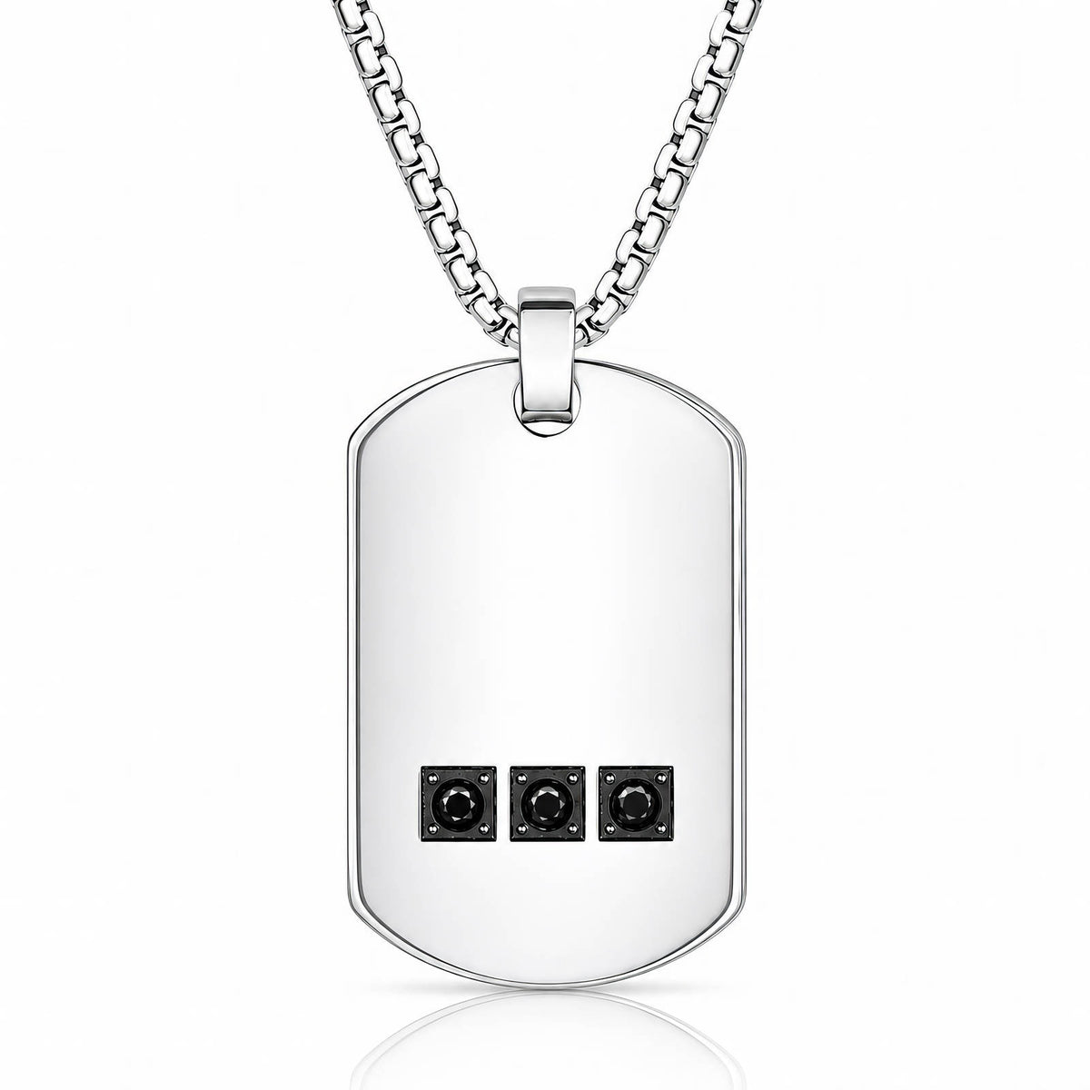 Engraving-ready Men's Dog tag Steel Necklace - Prime Code