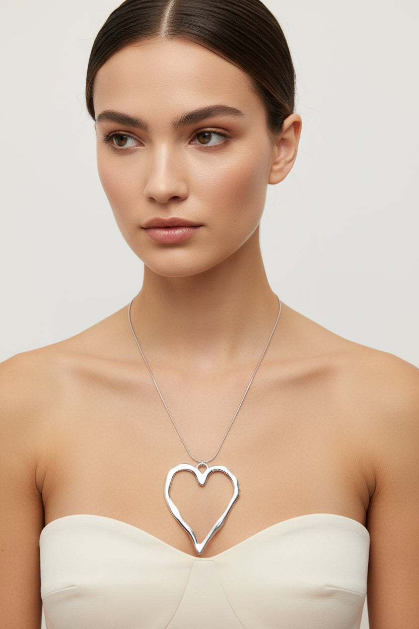 COLLANA LUNGA CUORE-ACCIAIO INOX