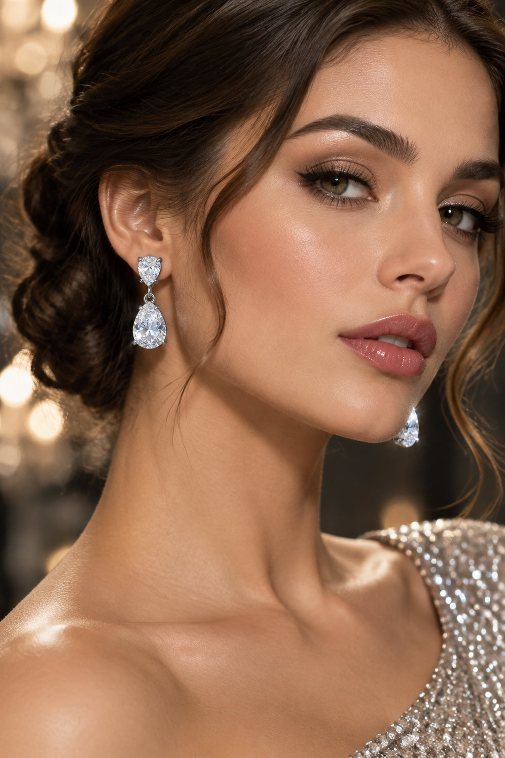 ORECCHINI GOCCA - ACCIAIO+STRASS