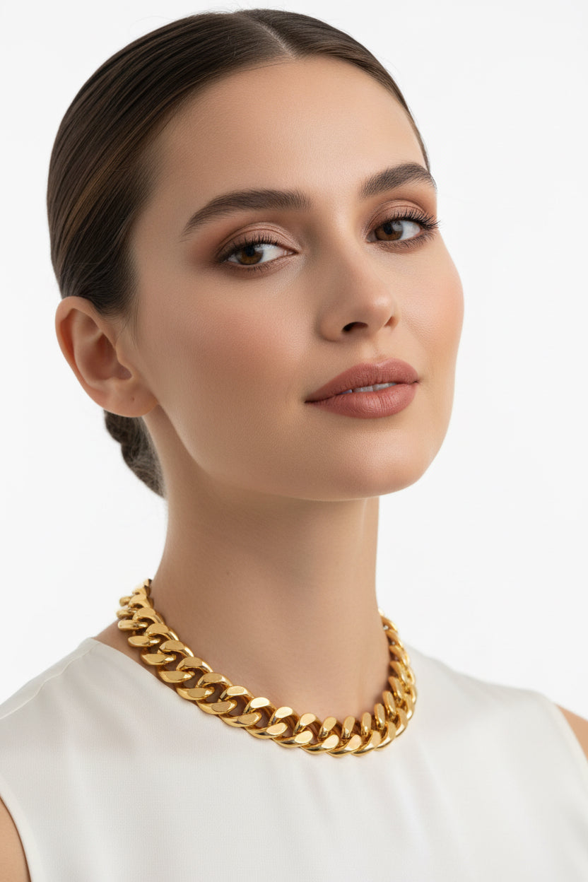 COLLANA GIROCOLLO DOPPIA CATENA -ALLUMINEO -ACCIAIO INOX DI ZINCO