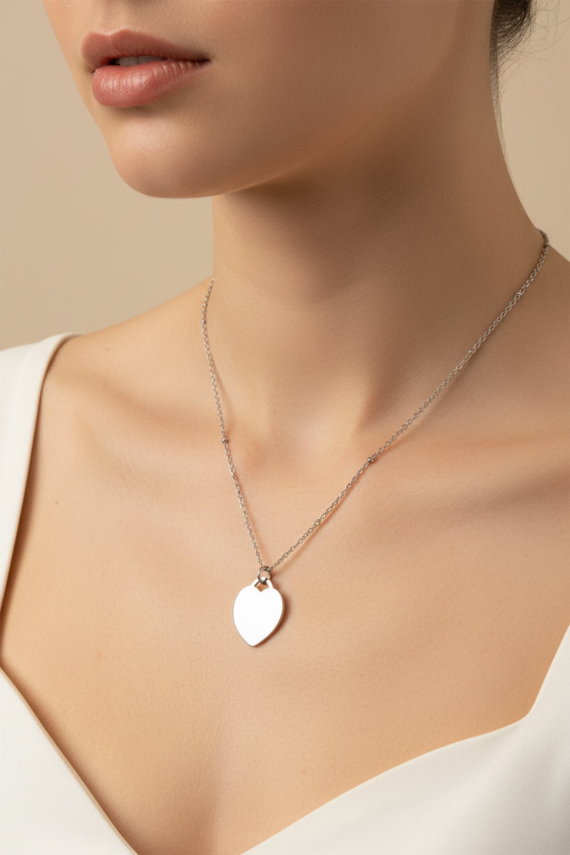 COLLANA INCISIONE CUORE -ACCIAIO INOX WATERPROOF