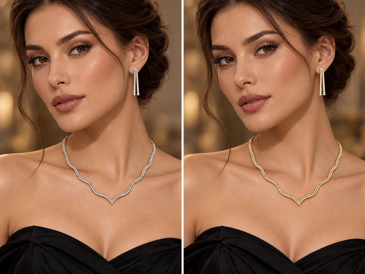 SET COLLANA-ORECCHINI MOODA PER SPOSA- RAME E CUBIC ZIRCONIA