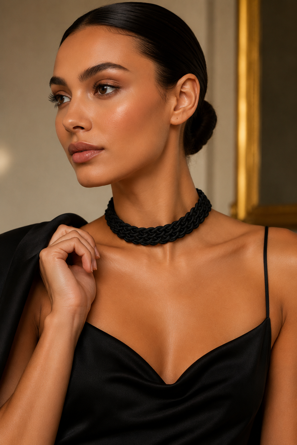 Collana Collare _Metallo+Cotone