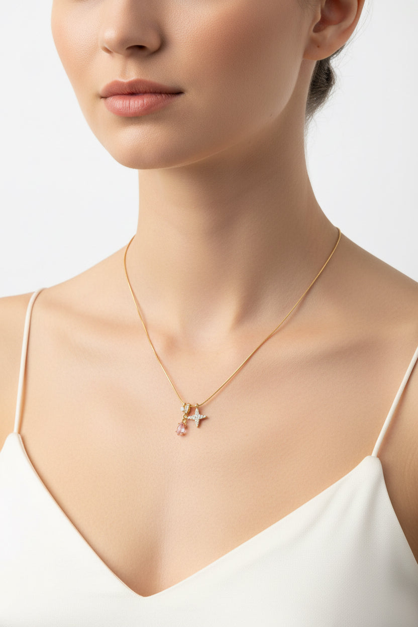 COLLANA STELLA POLARE-ACCIAIO+STRASS