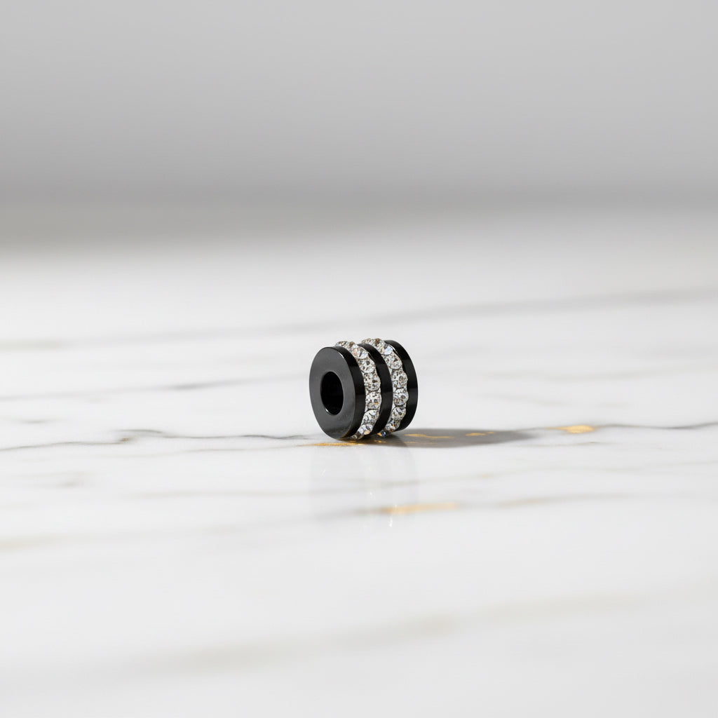 Charms con strass -acciaio nero