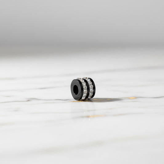 Charms con strass -acciaio nero