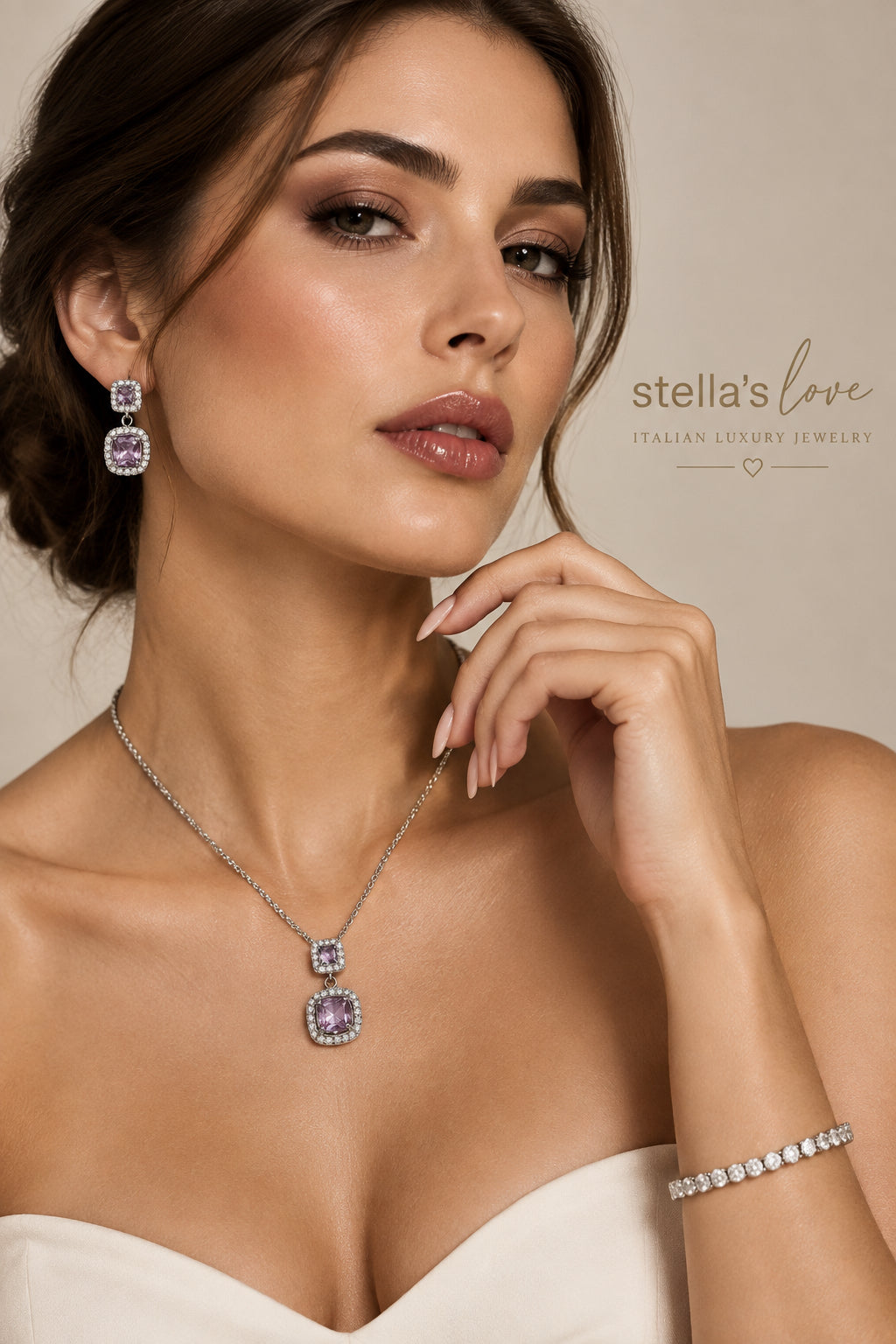 orecchini pendenti con zirconi quadrati doppi -acciaio 316l + zircone