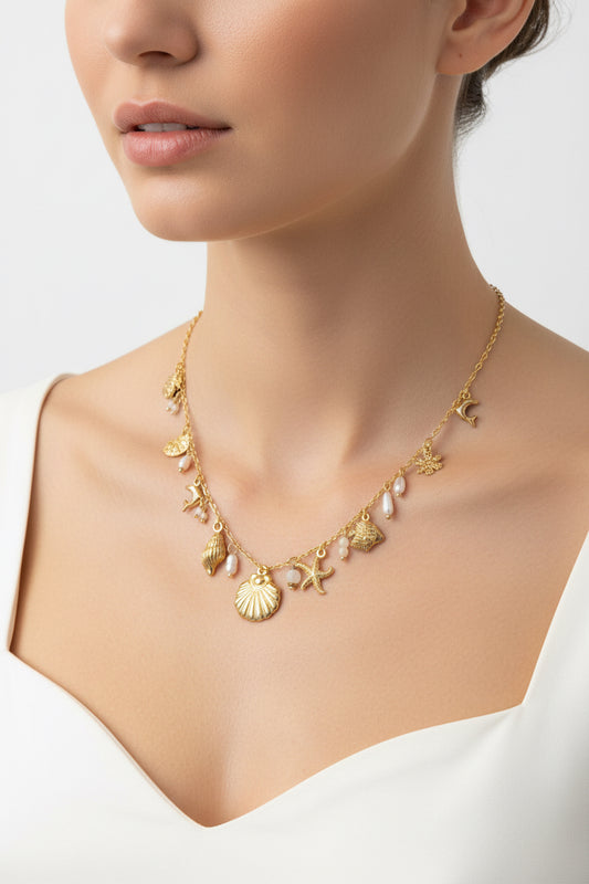COLLANA CON CHARMS -ACCIAIO 316L