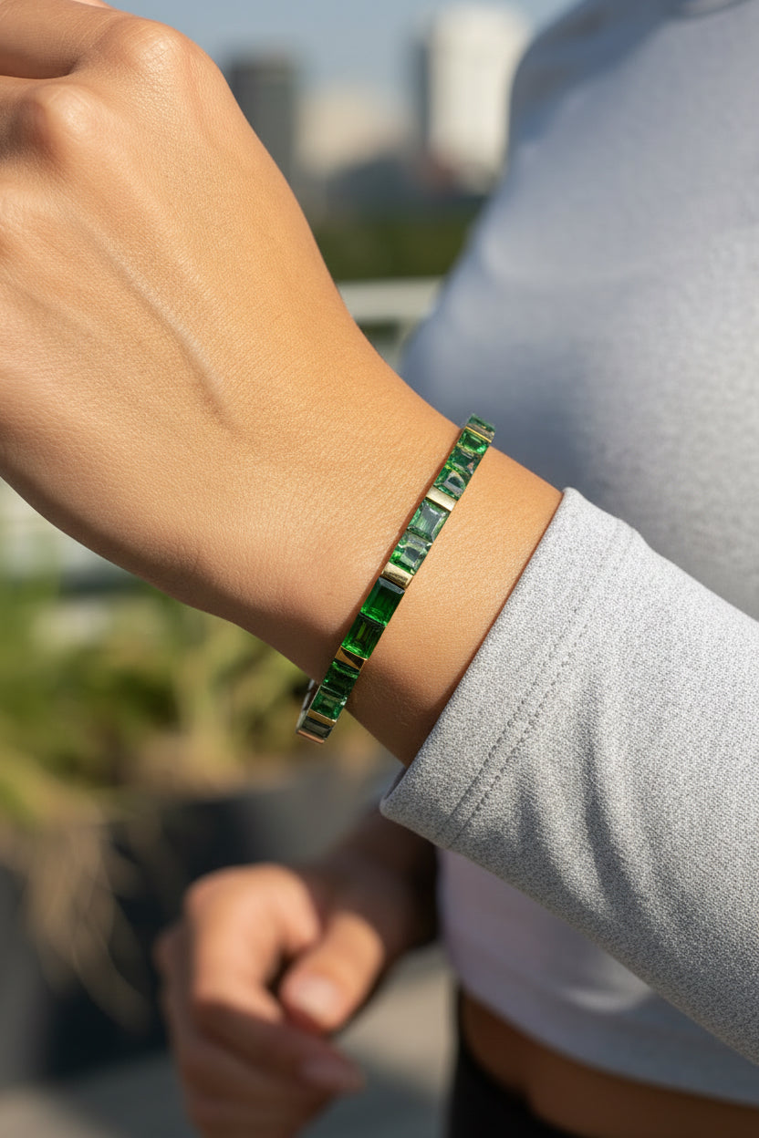 BRACCIALE -ACCIAIO  INOX  CON VETRO
