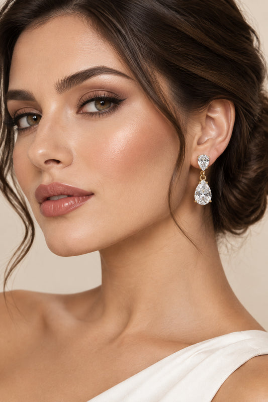 ORECCHINI GOCCA  - ACCIAIO+STRASS