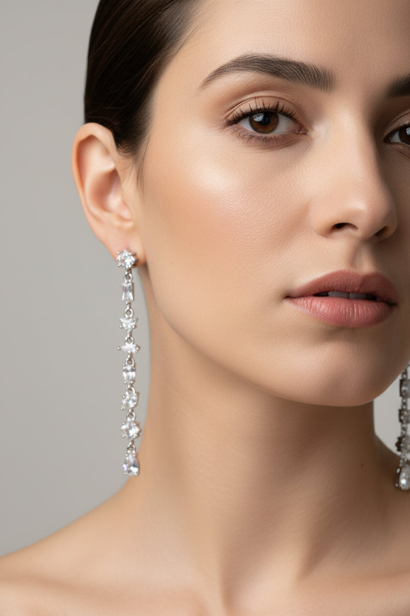 ORECCHINI STRASS-ACCIAIO INOX +STRASS WATERPROOF