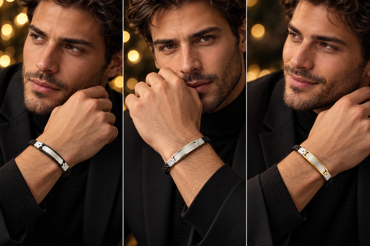 NODO BRACCIALE UOMO -ACCIAIO+CUOIO