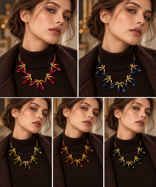 FIORI COLLANA  DOPPIA -ACCIAIO+PLA