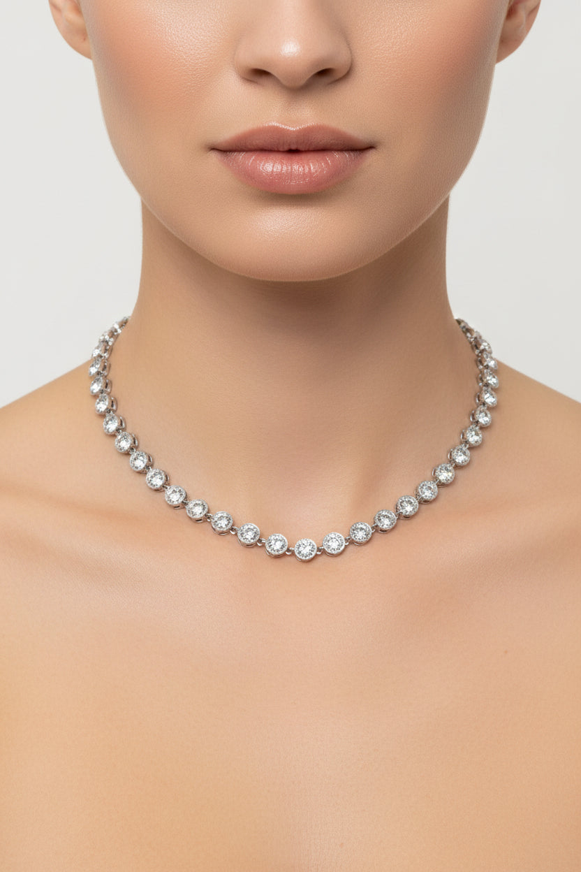 COLLANA PUNTI LUCE CON ZIRCNI-ACCIAIO 316L