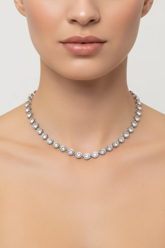 COLLANA PUNTI LUCE CON ZIRCNI-ACCIAIO 316L