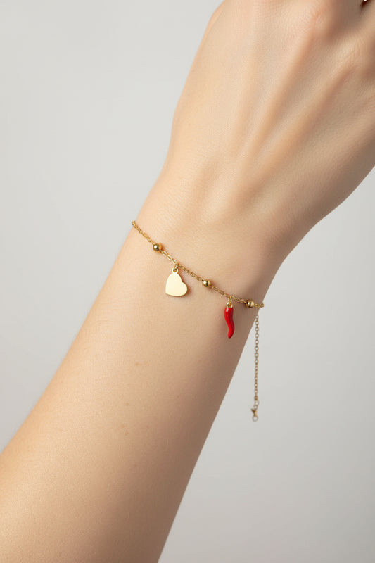 BRACCIALE  PEPERONCINO DORATO ACCIAIO WATERPROOF