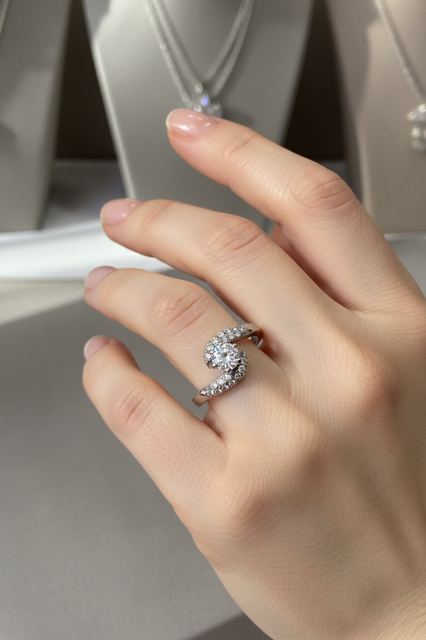 ANELLO DI FIDANZAMENTO REGOLABILE CON ZIRCONE-ACCIAIO INOX 316L