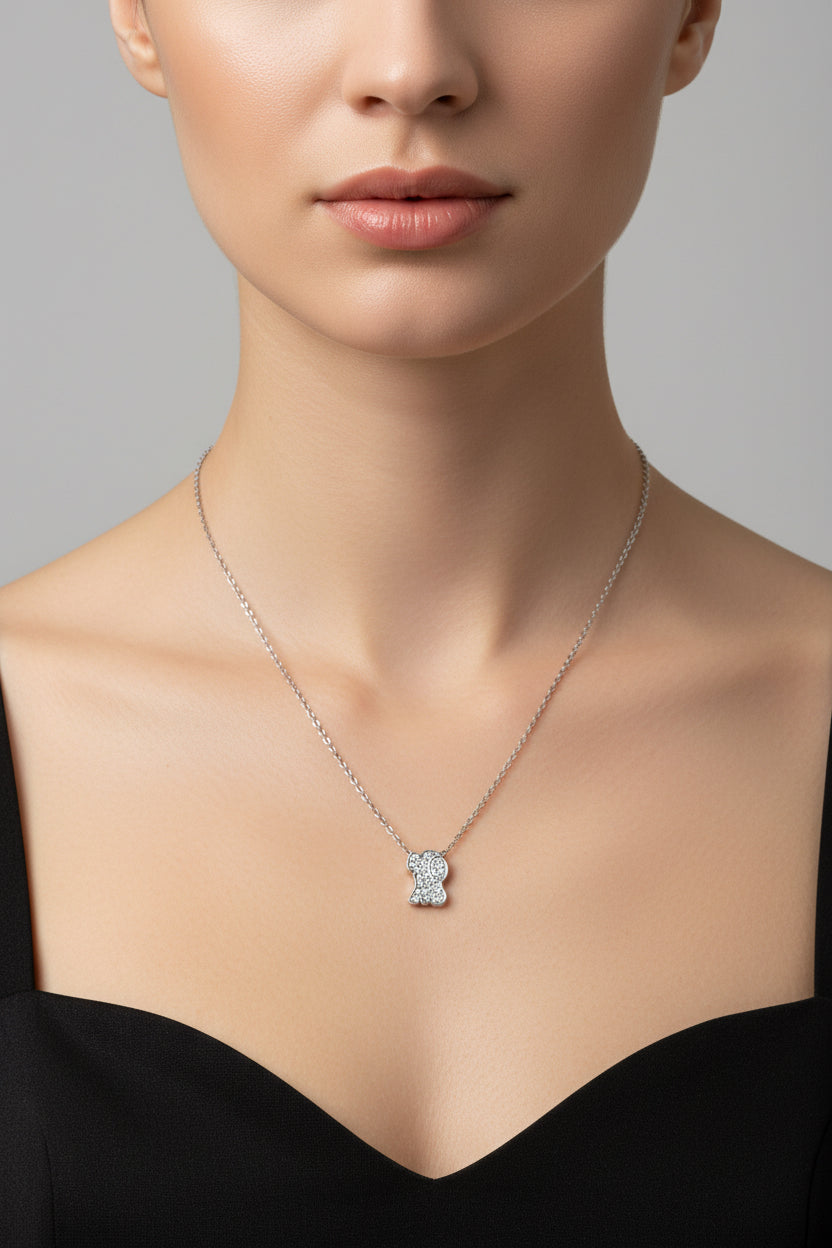 COLLANA CAGNOLINO -ACCIAIO +STRASS