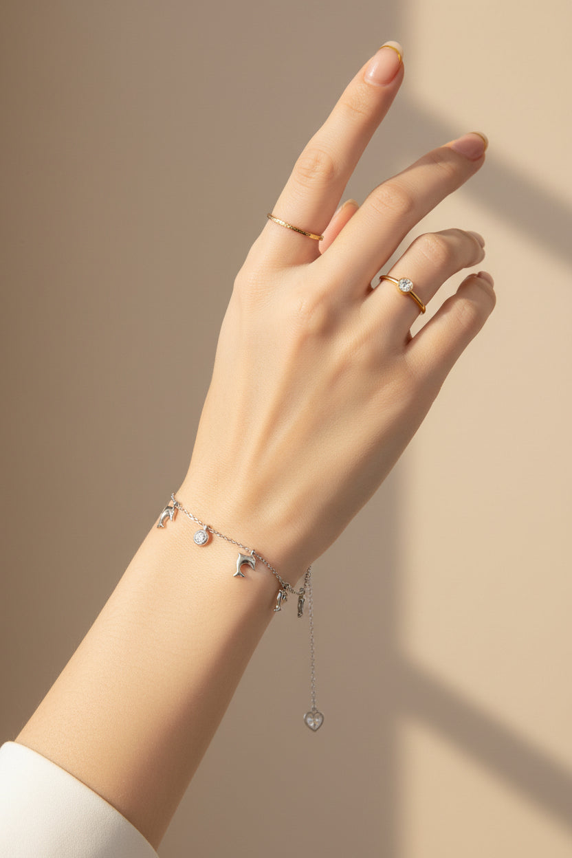 BRACCIALE CHARMS DELFINO -ACCIAIO 316L