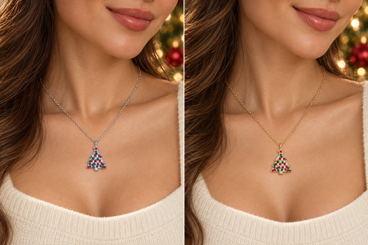 COLLANA NATALE - ACCIAIO+CUBIC ZIRCONIA