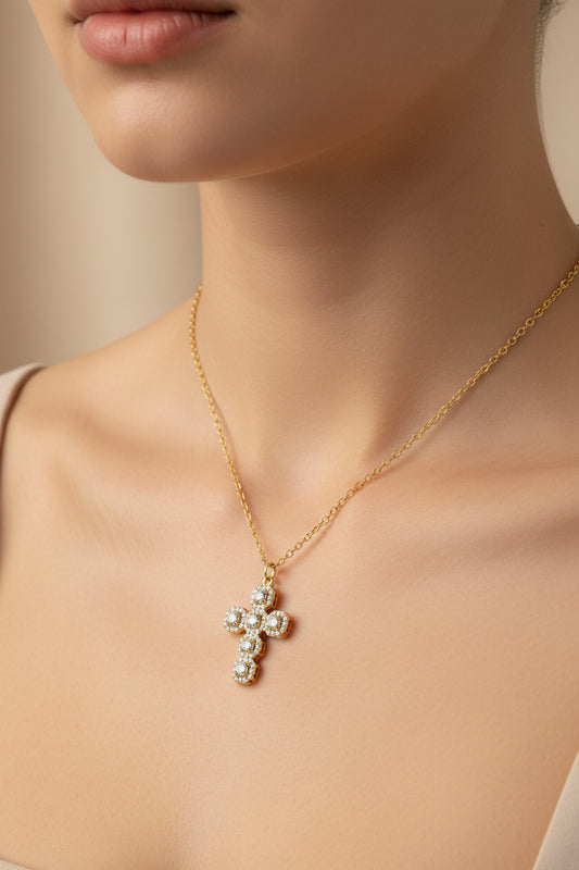 COLLANA CON PENDENTE  CROCE-ACCAIO 316L WATERPROOF