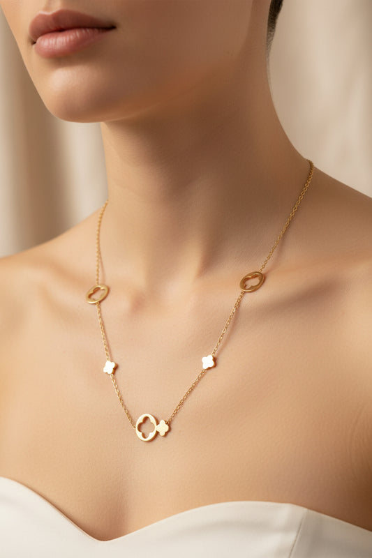 COLLANA GIROCOLLO QUADRIFOGLIO ACCIAIO WATERPROFF