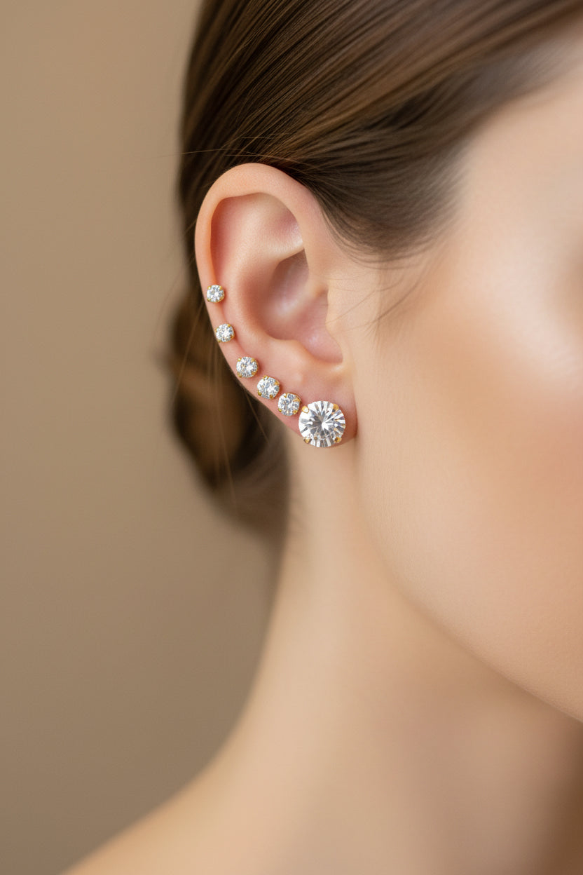 ORECCHINI D'ARGENTO CON ZIRCONE ROTONDI