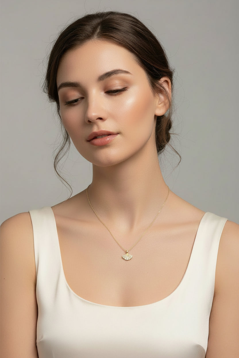 COLLANA FOGLIA DI GINCO -ACCIAIO+STRASS
