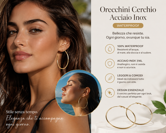 Orecchini cerchio -Acciaio inox dorato