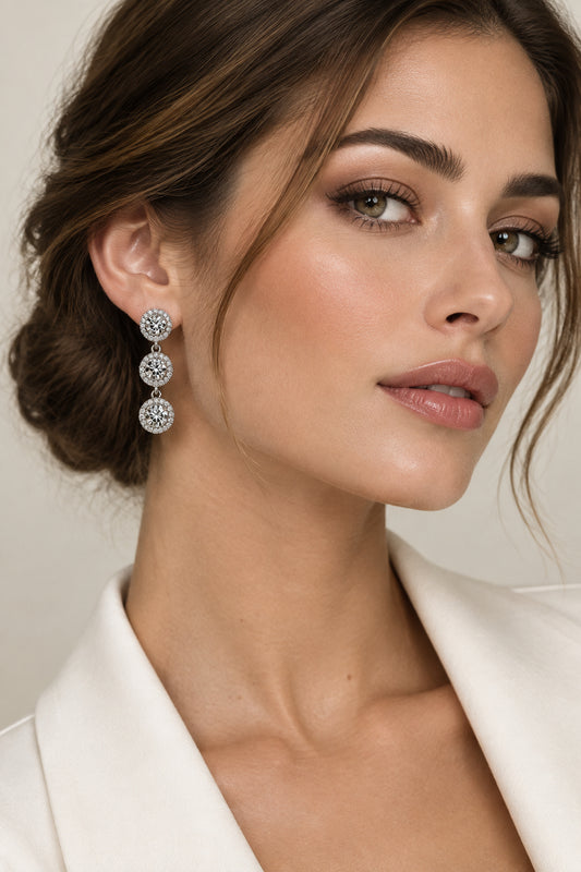 ORECCHINI  PENDENTI -ACCIAIO+STRASS