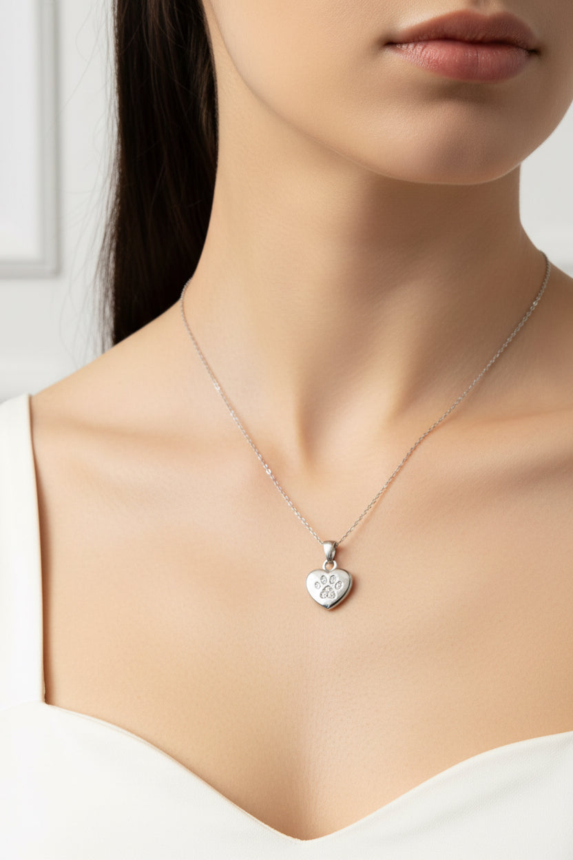 COLLANA CUORE  ZAMPETTA-ACCIAIO +STRASS