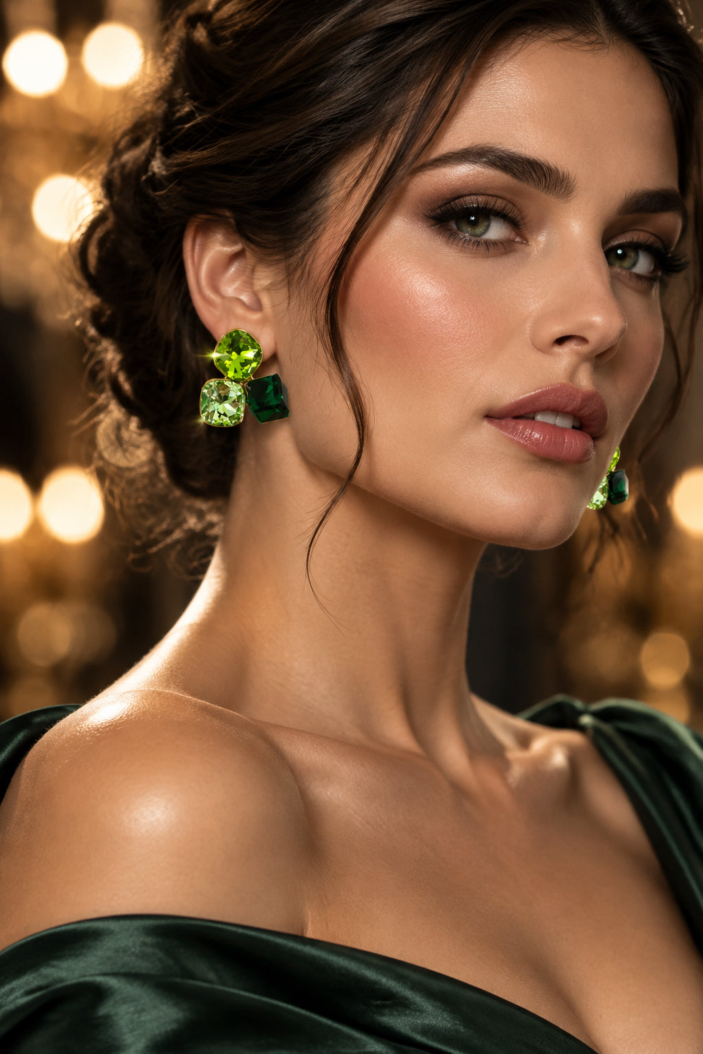 ORECCHINI CON TRE CRISTALLI GEOMETRICI -ACCIAIO 316L +CRISTALLO VTR