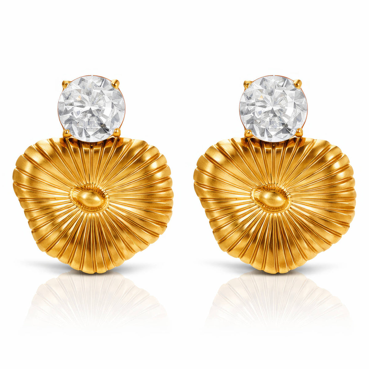 Flowers PVD Gold-Plated Steel Earrings - Intensity