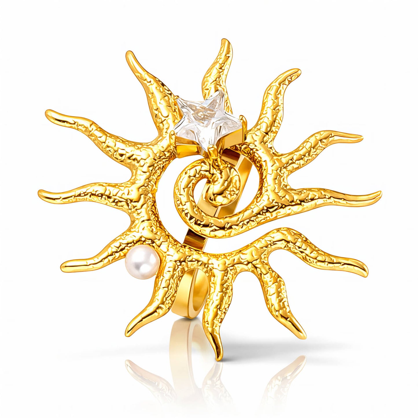 Sun Ring, 18K Gold Plated Steel