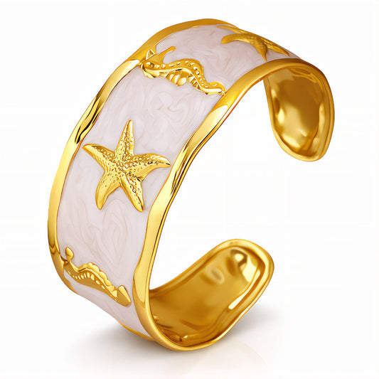 Starfishes Bracelet, 18K Gold Plated Steel