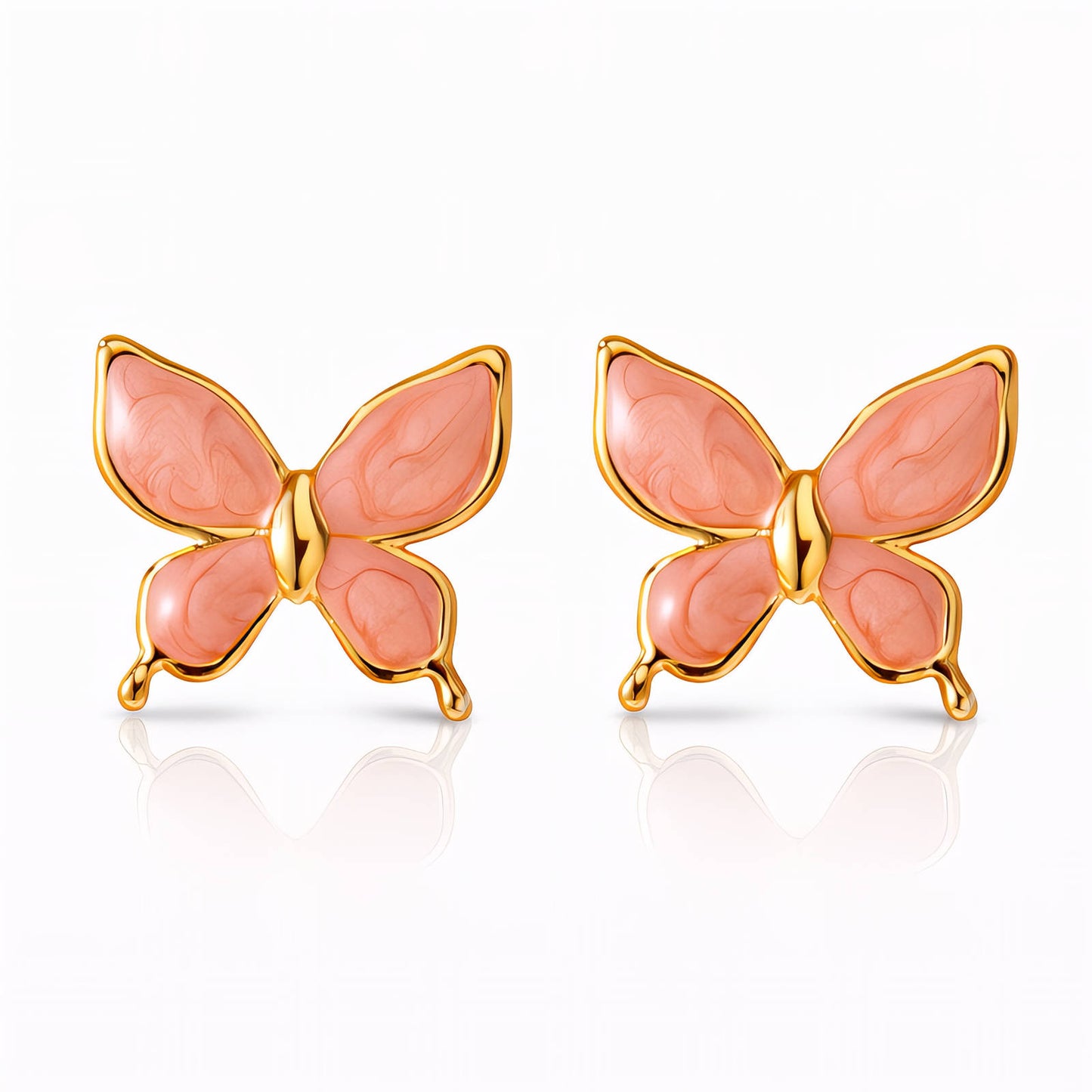 Butterflies Earrings, 18K Gold Plated Steel