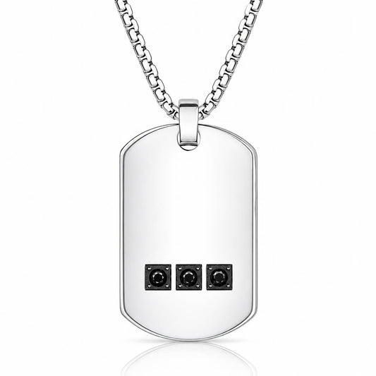 Engraving-ready Men's Dog tag Steel Necklace - Prime Code