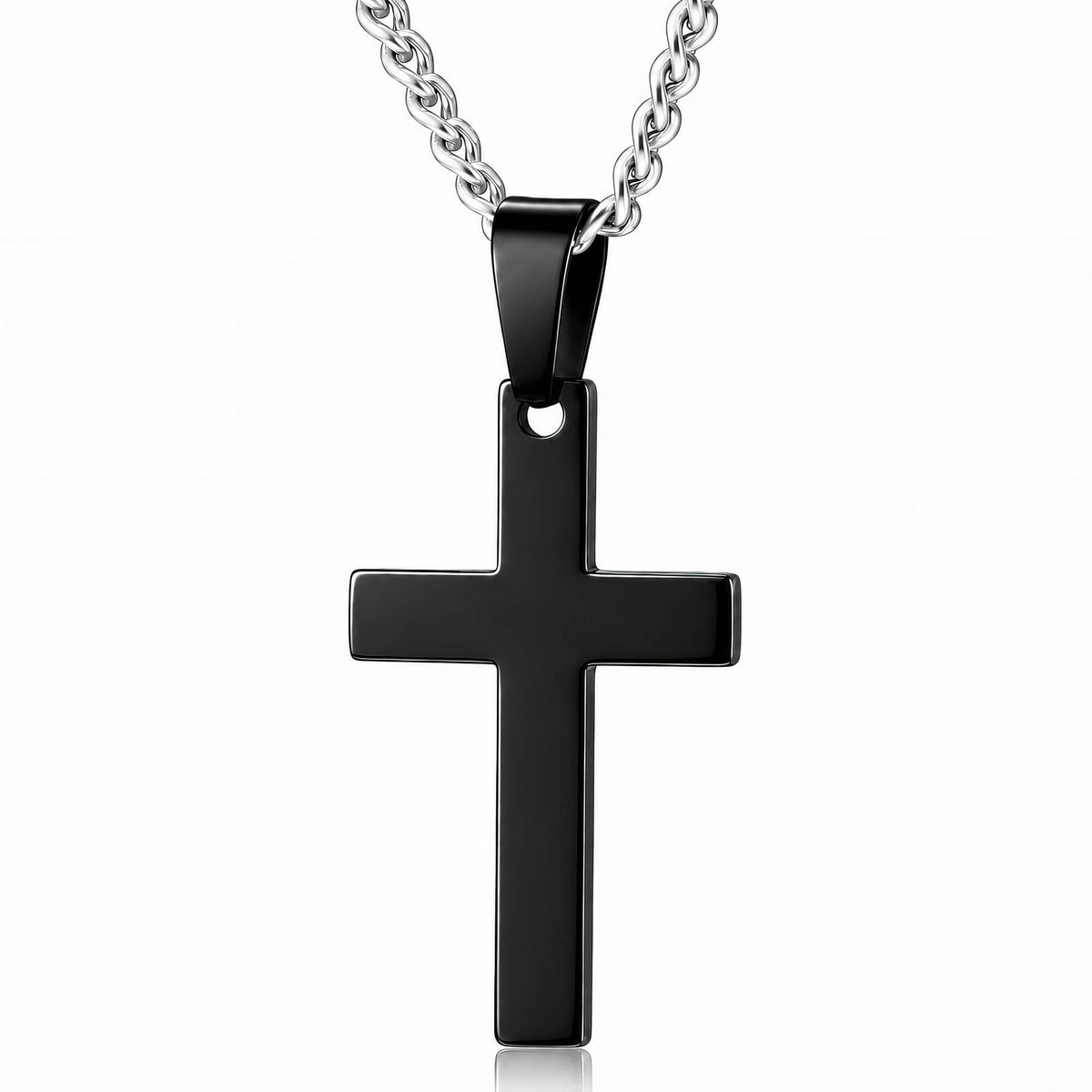 Men's Cross Black PVD Steel Necklace - Prime Code