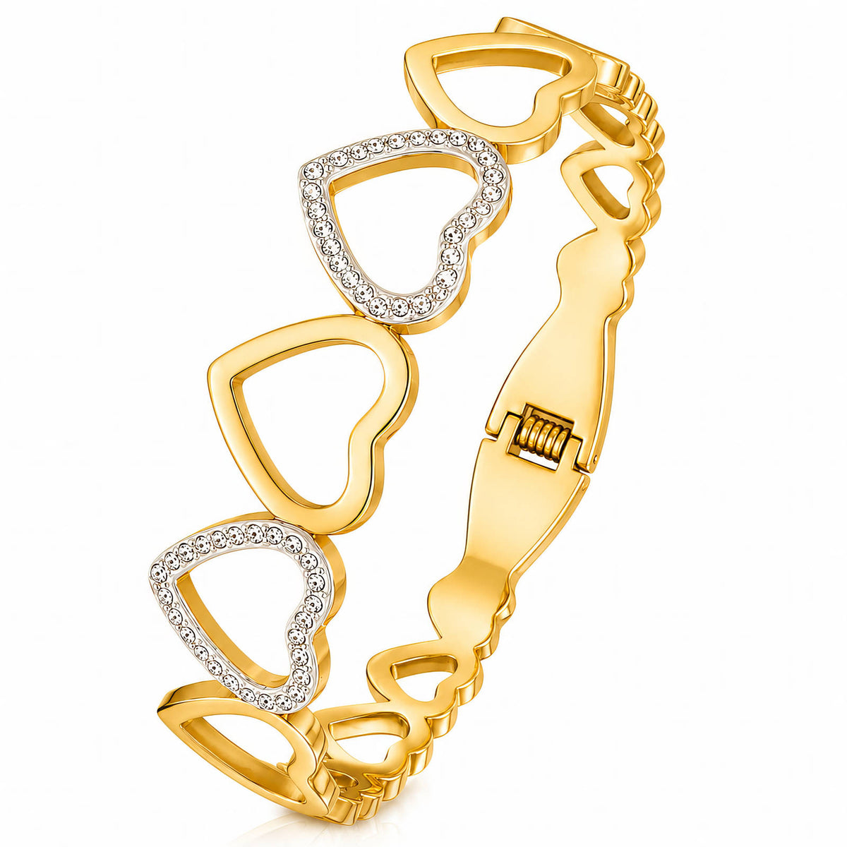 Hearts PVD Gold-Plated Steel Bracelet - Intensity